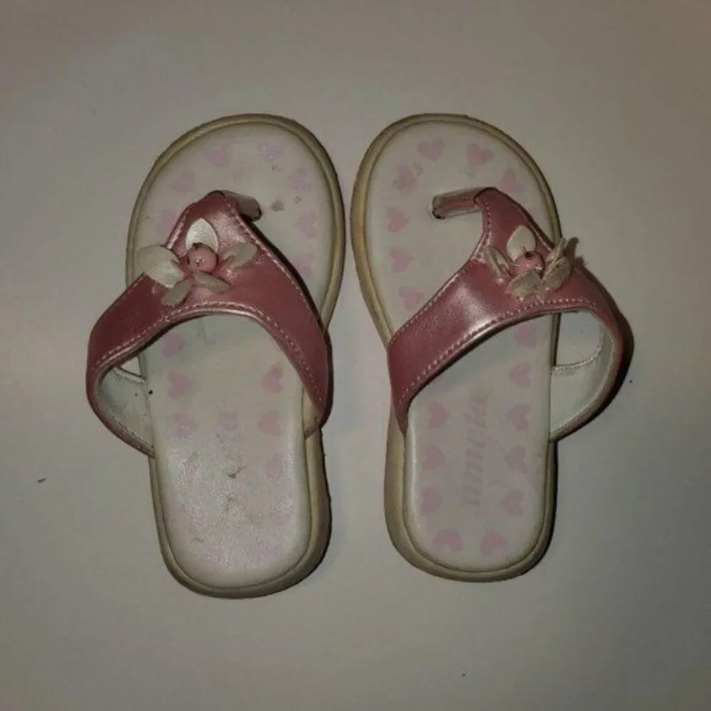 Ameta Flip Flops Sandals Toddler Shoes Pink Flowers GIRLS YOUTH Size 6